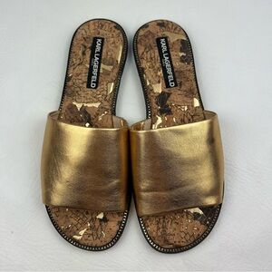 531 Karl Kagerfeld Gloria gold slides Women's 8